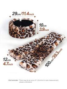1pc Women's Leopard Print Casual Headband Scarf Set With Beret Hat, Warm & Versatile Faux Fur Cap, Autumn/Winter - Multicolor - View 9