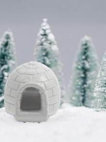 Miniature Figurines, Micro Landscape Decoration, Lifelike Ice House Model Realistic Figures, Suitable For Winter Wonder, Garden Or Home Decoration, Winter Wonder Decoration, Party Gift, Best Winter Gift For Friends, Figurines, Realistic Polar Figurines, Valentine'S Day Gifts