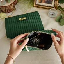 حقيبة مستحضرات التجميل المخصصة باسم، هدية لوصيفة العروس، هدية زفاف، حقيبة أدوات التجميل للسفر، كيس مستحضرات التجميل، هدية عيد ميلاد للمرأة، هدية عيد الأم - متعدد الألوان - مشاهدة 7