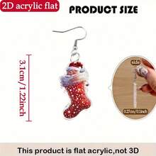 925 Silver 2D Tablet, 1 Pair Of Cartoon Santa Claus And Stocking Pendant Earrings - Red And White Earrings, Suitable For Women's Christmas Clothing, Christmas Gifts, Women's Autumn And Winter Jewelry, Fashionable Pendant Earrings - Autumn Design, Stainless Steel Hooks, Perfect For Thanksgiving, Holiday Shoppers, Daily Wear, Music Festivals