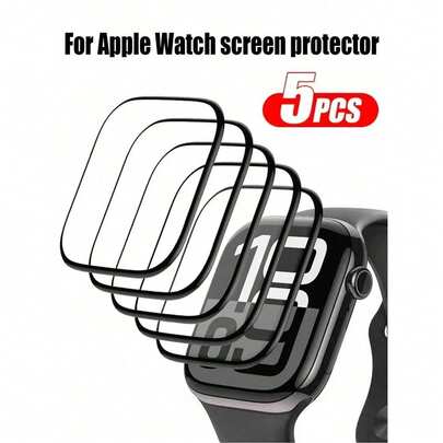 BOLLYMORE 5 miếng dán bảo vệ màn hình dẻo, tương thích với Apple Watch Series 11/SE/3/Ultra/38/41/40/44, phù hợp với Ultra/SE/8/7/6/5/4/3/2/1/New S11 Series