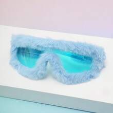 1 Piece Of Women's  With Furry Personality And Winter Fashion, Cute Furry Pink And Blue Glasses, Suitable For Daily Commuting, Going Out With Friends, Vacations, Parties, Christmas Parties, Perfect Gifts For Oneself And Friends - 藍色 - 查看 3
