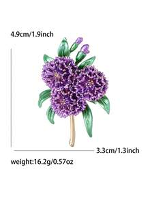 Enamel Purple Flower Brooch - Luxury Botanical Lapel Pin, Unisex, Suitable For Formal Attire, Party Accessory/Friend Gathering Badge Gift - Flower - View 6