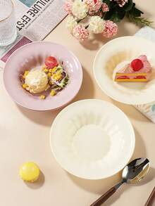 Cream Style Cute High-Value Ruffled Salad Fruit Plate, Afternoon Tea Tableware Dish, Deep Plate
