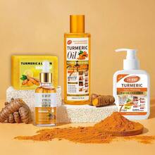2 件姜黄护肤套装，姜黄精油 + 姜黄皂，姜黄精华 + 姜黄洗面奶，保湿，亮白，芳香且无刺激，适合所有肤质，日常护肤，完美礼物 - 黃色 - 查看 9