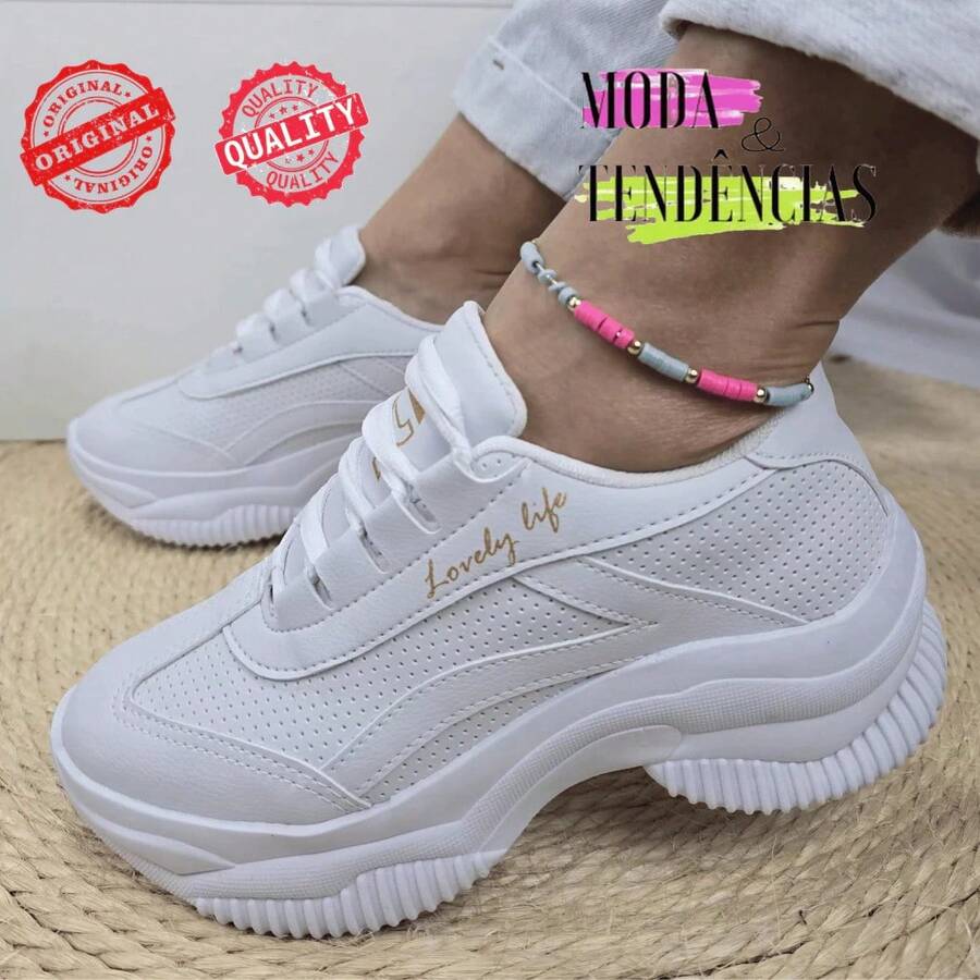 Women's Platform Sneakers, Beautiful, Comfortable And Resistant (LARGE SIZE) - White White - View 1