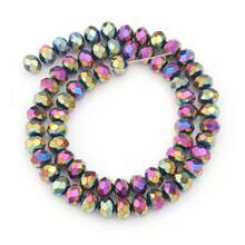 1 件彩色镀面算盘珠水晶扁珠 3/4/6/8/10 毫米，时尚彩虹色可爱镀层彩色百搭多功能 DIY 串珠手链、项链、珠宝、手机吊饰、钥匙扣制作用品 - 電鍍彩色 - 查看 10