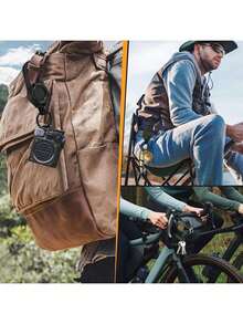 Llavero retráctil con cuerda de acero de 60 cm, mosquetón, colgante de insignia táctica - Equipo multifuncional para exteriores para camping, senderismo, pesca, golf - Organizador de llaves antirrobo para hombres y mujeres