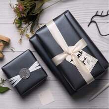 Cream Faux Pearl Shine Wrapping Paper, Solid Color Gift Wrapping Paper - Suitable For Christmas, Birthdays, Baby Showers, Weddings, Valentine's Day - 17 Inches X 16.4 Feet Roll & 17 Inches X 32.8 Feet Roll, 46 Square Feet. - Black - View 5