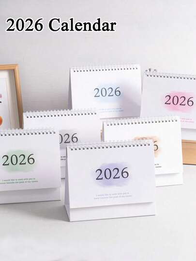 1pc 2025-2026.12 Cute Portable Desktop Calendar Planner, Desk Accessories For Daily, Monthly Planning, Home & School Supplies, Student & Teacher Office Stationery, Back To School