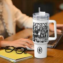 40oz/20oz KATSEYE Anime Becher - handgezeichneter KPOP Stil Cartoon Charakter, Edelstahl isolierter Becher mit Griff & Strohhalm, auslaufsicherer Deckel für heiße/kalte Getränke (Kaffee/Milchtee/Smoothies), robustes Design für Büro/Reisen, perfektes Geschenk für KPOP Fans!