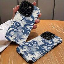 Una funda de teléfono simple y personalizada con patrones tradicionales de dragones azules y blancos, a prueba de caídas, antiarrugas y a prueba de polvo, adecuada para  17/17 Air/17 Pro/17 Pro Max/  16/16 Pro/16 Pro/Max/16 Plus/15/15 Pro Max/15 Pro/15 Plus/14/14 Pro/14 Plus/14 Pro Max/13/113 Pro/13 Pro Max/12/12 Pro/12 Pro Max/111111 Pro/11 Pro Max. Duradera, resistente a las manchas y a las huellas dactilares, es el regalo de cumpleaños perfecto para novias, novios, esposos, esposas, amigos o para uno mismo. - Negro 248 - Ver 2