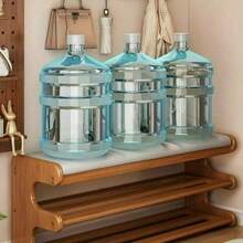 1pc Bamboo Shoe Bench With Shoe Rack, Freestanding Shoe Organizer Suitable For Hallway, Bedroom Or Balcony - Black - View 5