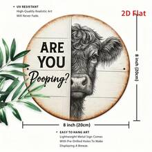 1 件趣味农场风格浴室装饰标志 - 复古“你在拉屎吗？” 奶牛设计金属海报 - 乡村农业幽默墙面艺术 - 8x8 英寸（20x20 厘米）农场、咖啡厅、车库装饰 - 乡村厨房或浴室礼物，幽默设计，2D 平面，完美的房间装饰