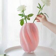 Vaso de luxo em açúcar de malte, decoração assimétrica minimalista rosa, flor hidropônica, flor seca, ornamento moderno para decoração de casa, vaso de vidro para flores - Multicolorido - Ver 2