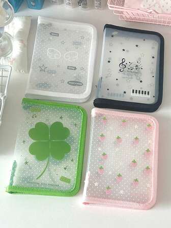 Borsa di stoccaggio trasparente diagonale portatile A6, piccoli adesivi per schede, materiale per contabilità manuale, colore caramella Morandi