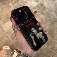 Tony Montana The World Is Yours Phone Case For  16 15 14 Pro Max 13 12 11 XR XS Plus Stylish Protective Case, Slim Fit, AntiDrop, Giftable Style  13 Case Apple  14 Phone Cases,Suitable For  17 Air - Trong suốt màu đen - Xem 1