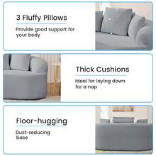 Puremind Minimalist Compact Loveseat Sofa With Chenille Upholstery, No-Assembly Curved Couch For Small Spaces/Apartments - Màu Xám nhạt - Xem 7