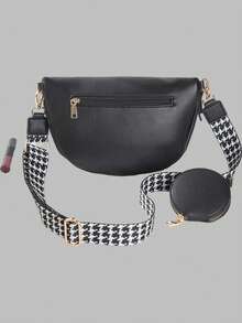 DareSee Fashion Chest Bag With Wide Strap, Large Capacity Shoulder & Crossbody Bag, Minimalist Dumpling Bag For Commuting, Western Purse For Women, Bohemia Style Bag For Women Music Fest Y2KFest Back To School Autumn Winter Gifts - Black - View 4