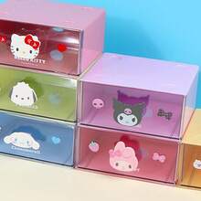 Miniso Sanrio Characters Series Single - Layer Drawer Box With Doll Handle, Transparent Plastic Material, Convenient For Item Classification And Storage, Perfect For Desk Stationery/Jewelry Organization(1 PC) - Pink - View 5