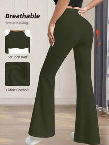 Pantalones rectos de tiro alto acampanados de talla pequeña