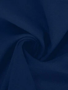 Plus Size Women's Solid Color Front Button Shirt - Navy Blue - View 4