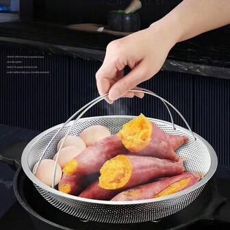 Stainless Steel Kitchen Steamer Rack With Handle, Home Use Steamer For Buns, Steamed Buns, Dim Sum, Steaming Plate, Draining Rack