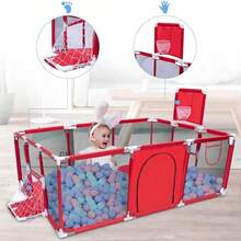 Corralito Bebe Con Vallas Para Bebé Plegable Corral, Rojo - Rojo - Ver 8