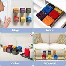 1 Set Soporte magnético para bolsitas de té con 6 compartimentos, caja de té de metal resistente para refrigerador, gabinete, encimera - Organizador de té ahorra espacio, regalo ideal para amantes del té - Cada canasta puede contener 12 bolsitas de té, el set de 6 canastas puede contener 72 bolsitas de té