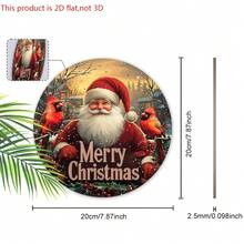 Christmas Cardinal Wooden Wreath Sign, Hanging Santa Claus Holiday Decoration, Festive Front Door Wall Decor With Seasonal Greetings, Durable Wood Material With Traditional Design For Yuletide Cheer