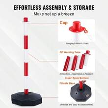 Adjustable Traffic Delineator Post Cones 6 Pack Traffic Safety Delineator Barrier With Fillable Base 6.6FT Chain For Traffic Control Warning Parking Lot Construction Caution Roads RedWhite - RedWhite - View 5