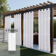 4 Panels Outdoor Sheer Semi-Transparent Curtains For Gazebos, Front Porches, And Pergolas Light-Filtering Privacy Curtains, White - trắng - Xem 12