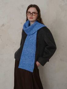 1 szt. damski szalik w kratę z mieszanki wełny, w jednolitym kolorze, swobodny, przyjazny dla skóry, odpowiedni na wyjścia, do codziennych dojazdów jesienią/zimą