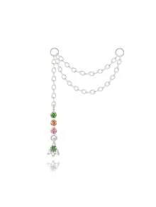 1 件 925 纯银耳环链配饰 18k 镀金耳环连接链女式可转换吊坠链适合双穿孔