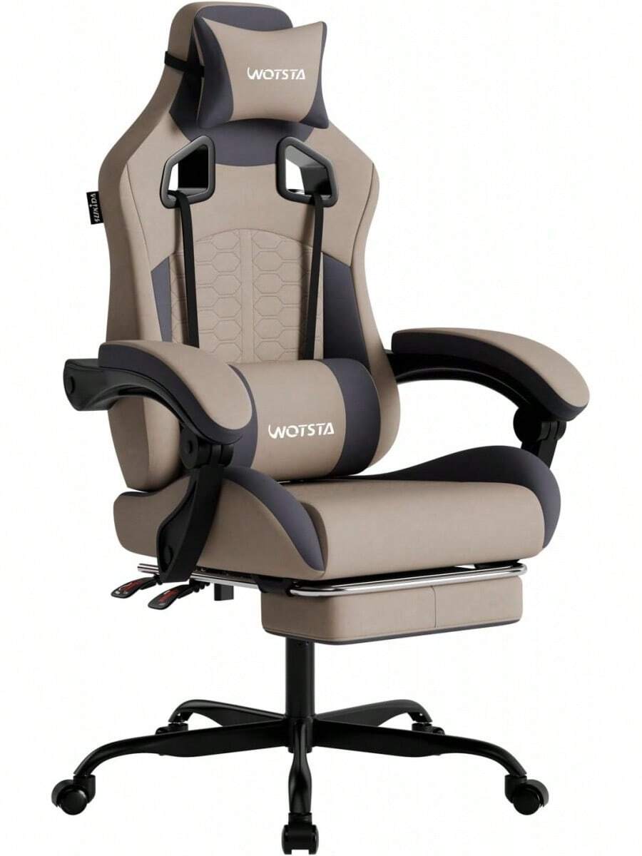 Gaming Chair With Massage,Ergonomic PC Gaming Chair With Footrest Comfortable Headrest And Lumbar Support, High Back, 300LBS () - Đen tím - Xem 1