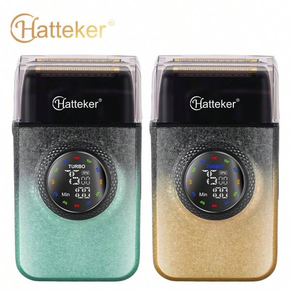 1pc USB Rechargeable Men's Electric Shaver With LED Display, Reciprocating Dual Blade Razor