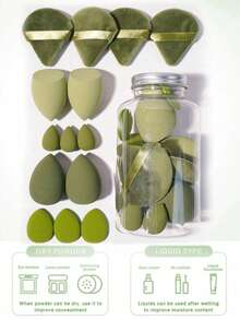 50件/套 化妆海绵、粉扑、化妆刷、化妆工具，柔软蓬松，适用于粉底、眼影 - 粉色 - 查看 16