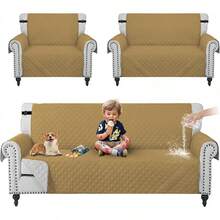 Funda de Sillón de 3 Piezas, Impermeable, Resistente a los Arañazos, Antideslizante, Funda de Sofá Lavable, Tela Ultra Suave y Elástica, con Hebilla Ajustable, Funda de Sofá Acolchada - Negro - Ver 12