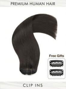 VADES 7 Pcs Clip In Hair Extensions Straight Texture 01Jet Black 04Brown 613 P18A-613Piano Color 12inch 14inch 16inch 18inch 20inch 22inch Real Remy Clip In Human Hair Extensions Clip In Human Hair Clips Hair Extensions Ponytail Extension Perfect for Ladies' Halloween Costumes and Makeup Women Adds Volume Fashion Women Easy To Apply Hair Extensions Women High Quality Natural Look for Hair Adds Volume and Length - 01Tiefschwarz - Übersicht 3