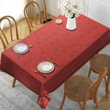 1pc/10pcs Christmas Red Snowflake Bow Tablecloth Decor, Suitable For Dinner And Picnic, Waterproof And Easy To Clean Tablecloth For Dining Table Party, Rectangular Home Decor For Dining Table, Bar, Coffee Table, Outdoor Picnic, Restaurant Patio, Party Decor, Indoor And Outdoor Use, Available In Multiple Sizes - Multicolor - View 6
