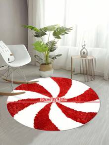 Alfombra de baño redonda con tema navideño - Lavable, antideslizante y absorbente con diseño de caramelos rojos y blancos, adecuada para decoración de baño, sala de estar y dormitorio - Multicolor - Ver 12