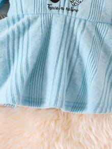 2 件套女婴甜美温柔蝴蝶印花字母针织连帽衫和裤子套装 - 淺藍色 - 查看 5