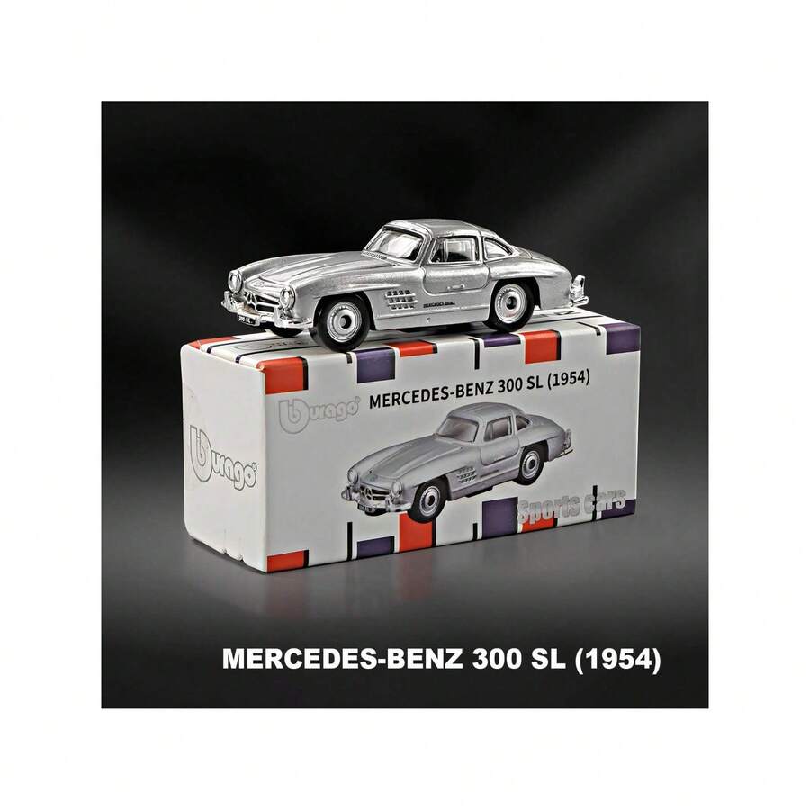 Burago Official Authorized Genuine 1/64 Scale Alloy Car Model, , , Cadillac, Chevrolet, Realistic Die-Cast Metal Car Model, Decorative Mini Vehicle Collectible - Mercedes-benz 300 SL - View 1