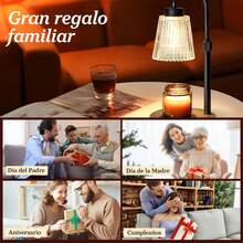 Calentador de Velas Aromáticas, Lampara para Velas Aromaticas con Temporizador y Regulador, Altura Ajustable Candle Warmer, Vidrio Rayado Transparente (con 2 Bombillas) - 1 - Ver 7