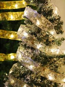 1 pièce Guirlande lumineuse décorative de Noël, bandes lumineuses décoratives pour sapin de Noël dorées/argentées, alimentées par batterie, convient pour les décorations de Noël et d'hiver. Guirlandes lumineuses de sapin de Noël, liens de boîte-cadeau, accessoires photo, lumières d'ambiance pour fête de Noël et cadeaux de Noël raffinés.