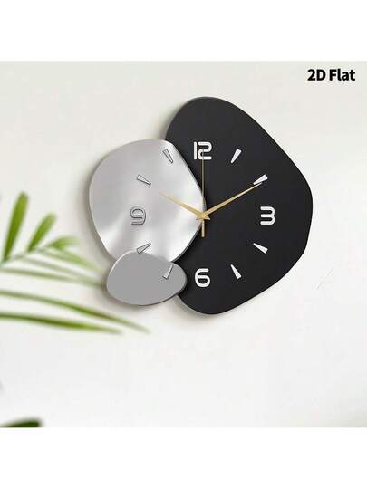 2D Flat 1pc Verlichting Luxe Moderne Minimalist Home Creative ation Wand Clock, Ultra Quiet Quartz Movement, No Ticking Sound, Painting Klok Living Room, Bedroom Office, able Watch, Unique Personalized, Clear Reading Time, In Bedroom, Studio, Ho Study, Kitchen Cafe, Perfect Family Friends view 3