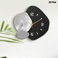 1pc Modern Minimalist Luxury 2D Flat Wall Clock, Super Silent Quartz Movement, No Ticking Sound, Decorative Silent Wall Clock Suitable For Living Room, Bedroom And Office, Fashionable Bedroom Wall Clock Decor, Unique Personalized, Ultra-Clear Time Reading, Ideal For Living Room, Bedroom, Office, Studio, Home, Study, Kitchen And Cafe Clock Decoration, Perfect Decorative Gift For Friends And Family.