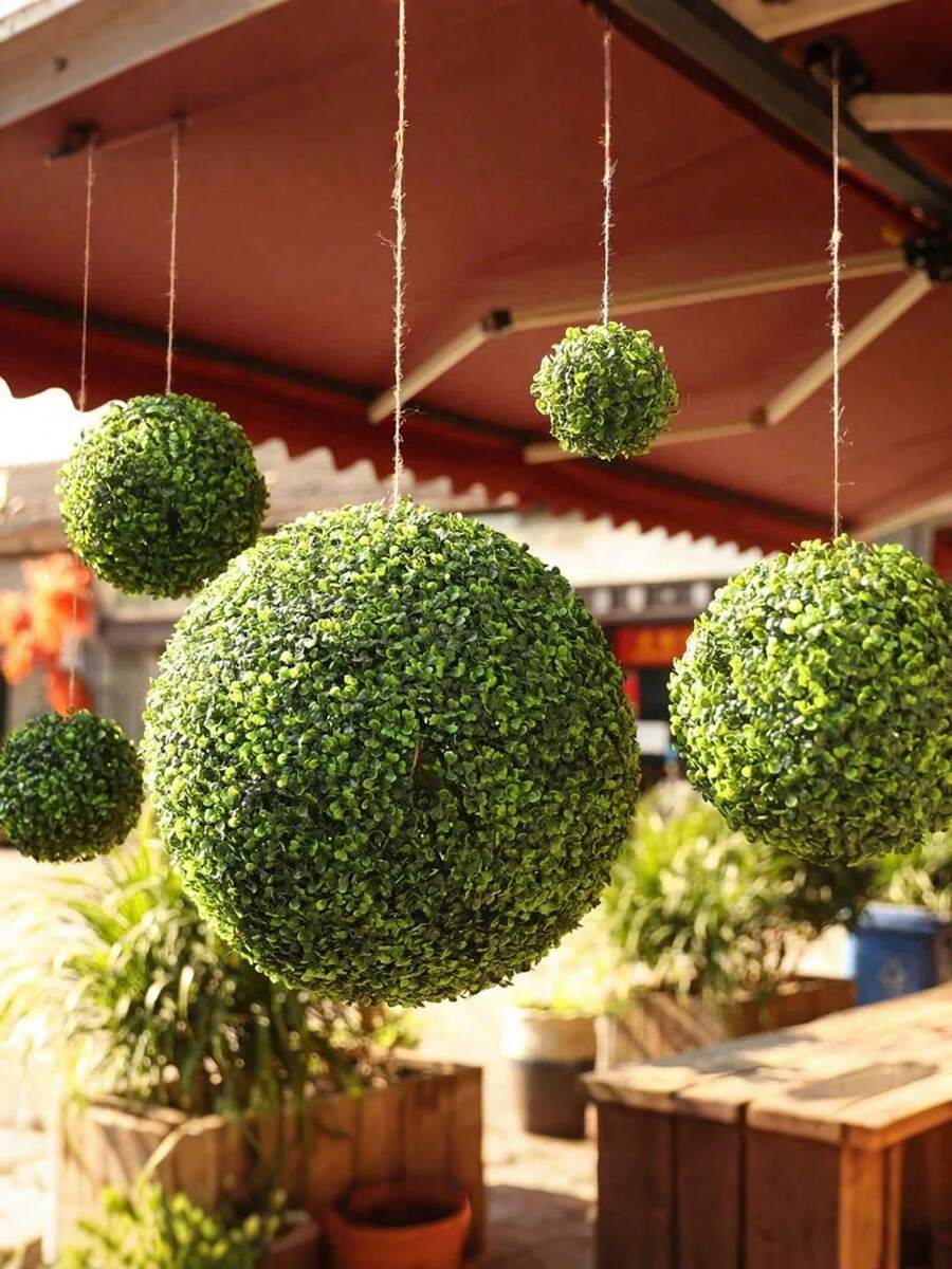 MEHELANY 1Pc Faux Grass Decor Fake Plant, Multiple Sizes Decorative Artificial Greenery Fake Plants, UV Plant Topiary Ball Large Outdoor, Topiary Tree Plants, Small Artificial Plants For Ackyard And Indoor & Outdoor Greenery Home Decor - Green - View 1