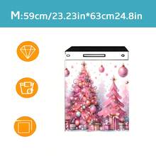 1 Stück Weihnachtsdekoration, niedlicher rosa Weihnachtsbaum & Geschenkbox 2D Flachdruck magnetischer Geschirrspüler Türaufkleber - wasserfest, leicht zu reinigen, wiederverwendbar, geeignet für Geschirrspüler, Kühlschrank, Waschmaschine, Trockner Dekoration, ohne Kleber, Küchendekoration Accessoire, passt in die meisten Geschirrspüler, Heimdekoration