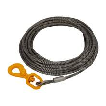 50ft Wire Rope, Stainless Steel Wire Rope Cable With Swivel Hook And Self Locking Hook For Winch Operations, Lifting, Rigging, Towing (Yellow) - Yellow - View 5